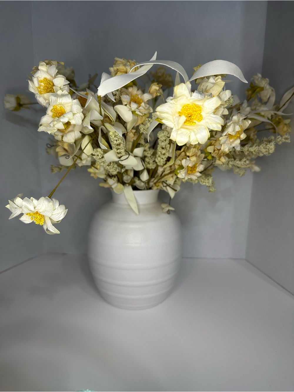 Ashland cream with white & yellow fall artificial floral stems (not vase) NWT